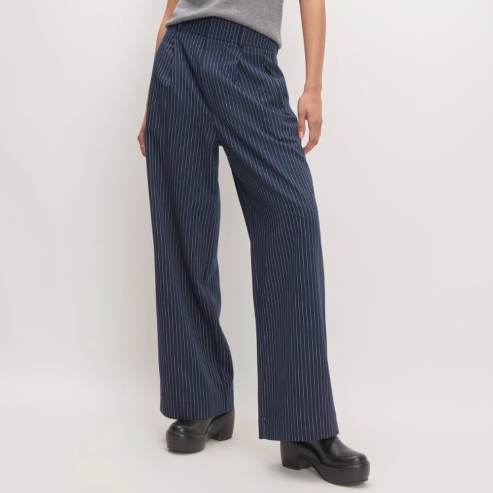 Everlane Tencel Way High Pinstripe Taper Pants - 2